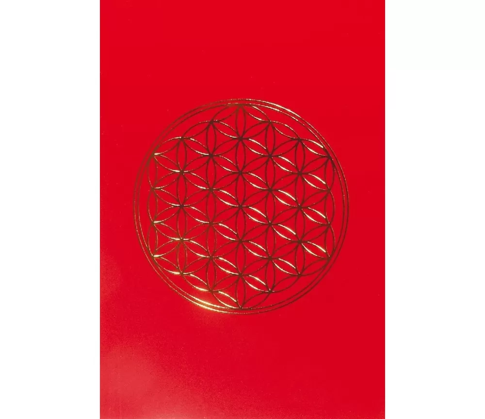 Klappkarte -Blume des Lebens- rot/gold 12x17cm