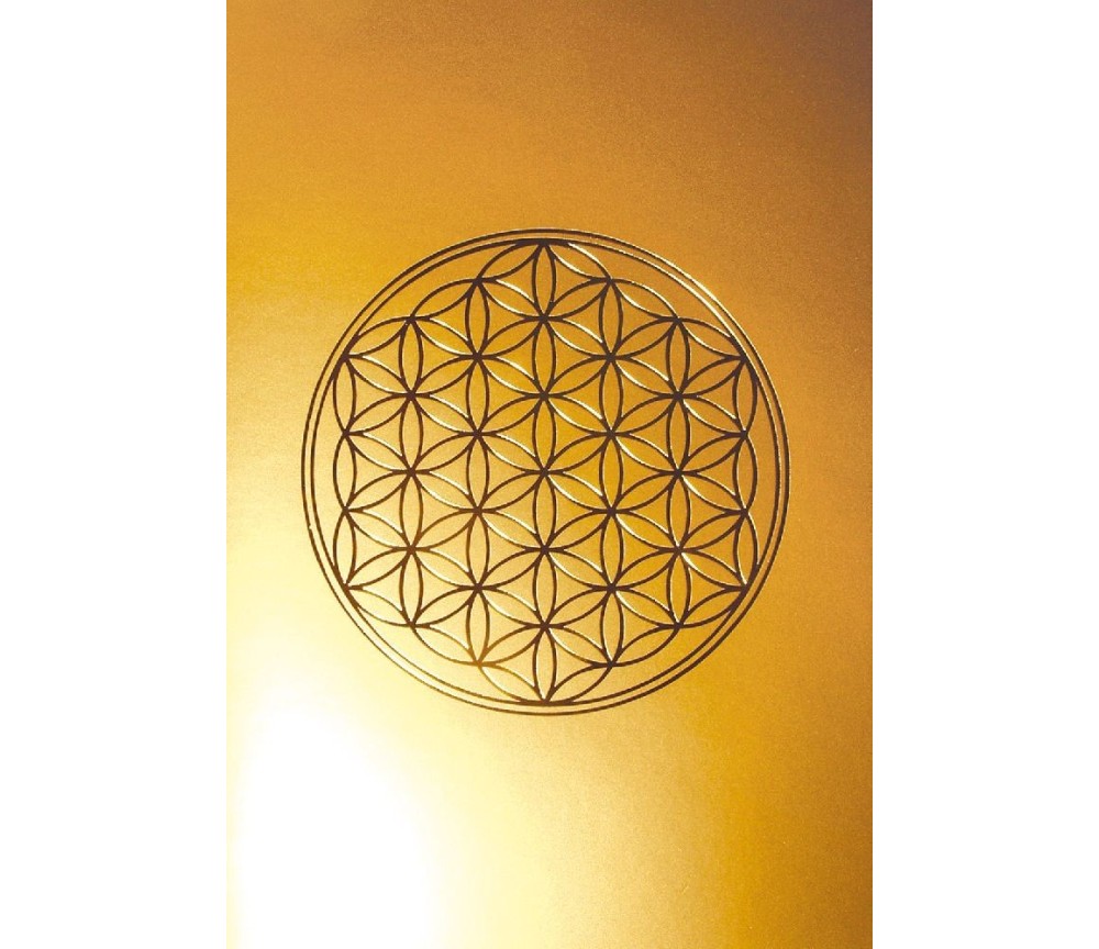 Klappkarte -Blume des Lebens- mattgold/gold 12x17cm