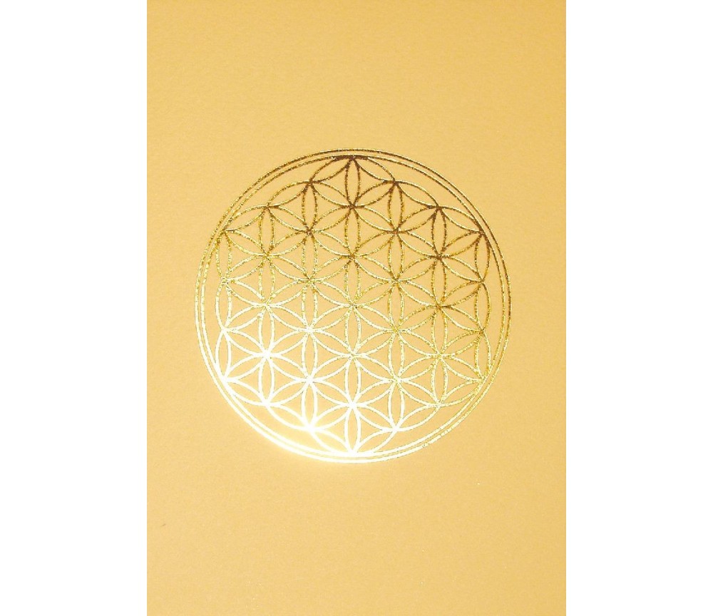 Klappkarte -Blume des Lebens- cremefarben/gold 12x17cm