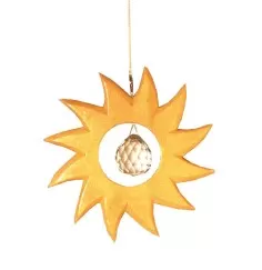 Kristallobjekt Sonne natur 12cm mit 20mm Kristallkugel