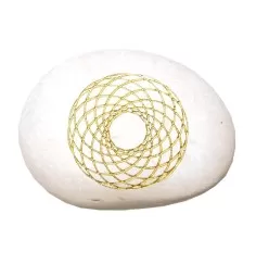 Flußstein "Kosmogramm" weiß/gold 9cm