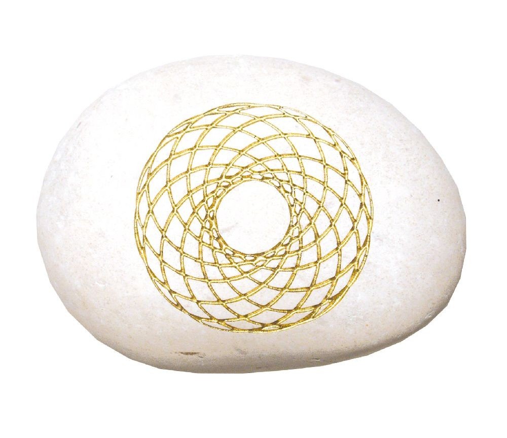 Flußstein "Kosmogramm" weiß/gold 9cm
