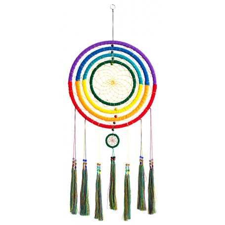 Traumfänger Regenbogen 33cm (76cm lang)