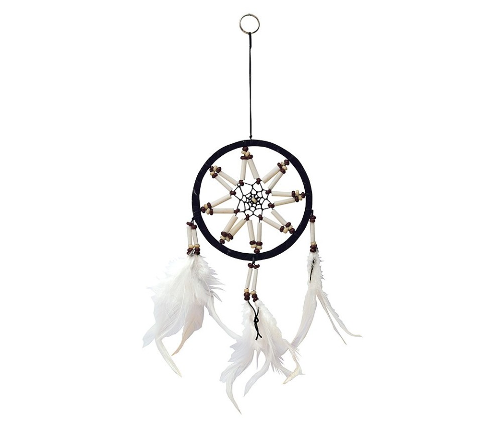 Traumfänger "White Star" mit Röhrenknochen 12x25cm