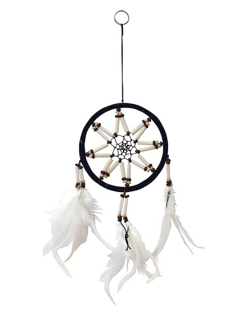 Traumfänger "White Star" mit Röhrenknochen 12x25cm