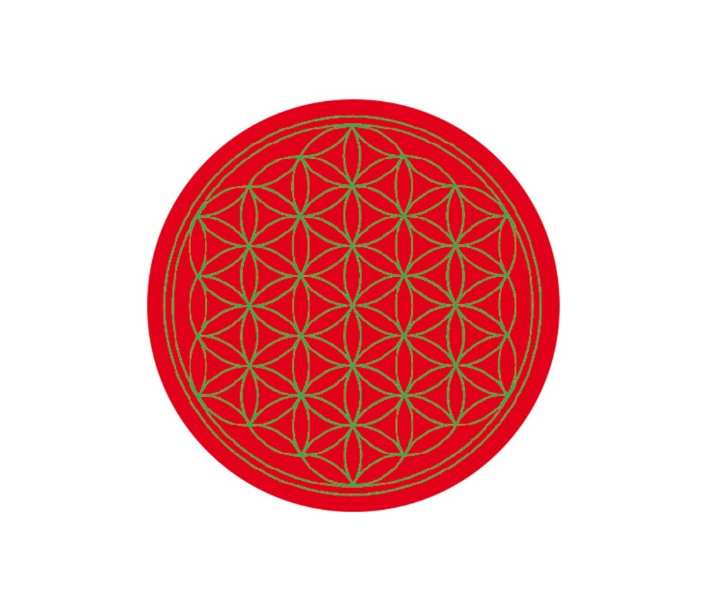 Aufkleber "Blume des Lebens" Komplementärfarben, rot-grün 9,5cm