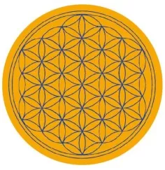 Aufkleber "Blume des Lebens" Komplementärfarben, orange-blau 9,5cm