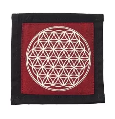 Untersetzer "Blume des Lebens" Baumwolle maroon 10x10cm