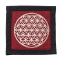 Untersetzer "Blume des Lebens" Baumwolle maroon 10x10cm