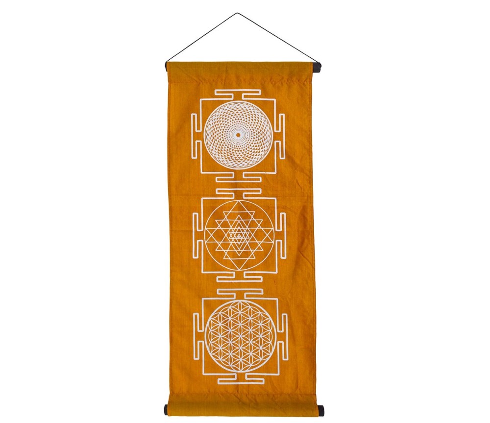 Wandbehang "Heilige Geometrie" Baumwolle orange 40x85cm