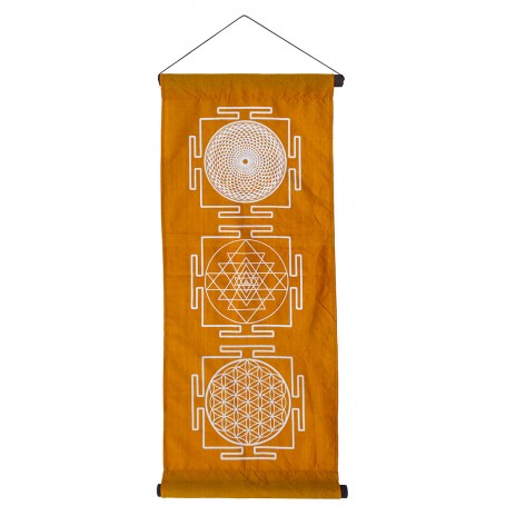 Wandbehang "Heilige Geometrie" Baumwolle orange 40x85cm
