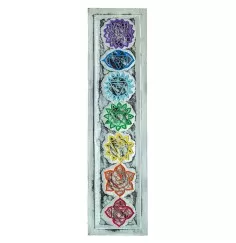 Wandornament "7 Chakren" MDF rechteckig whitewashed/bunt bemalt, 15x60cm