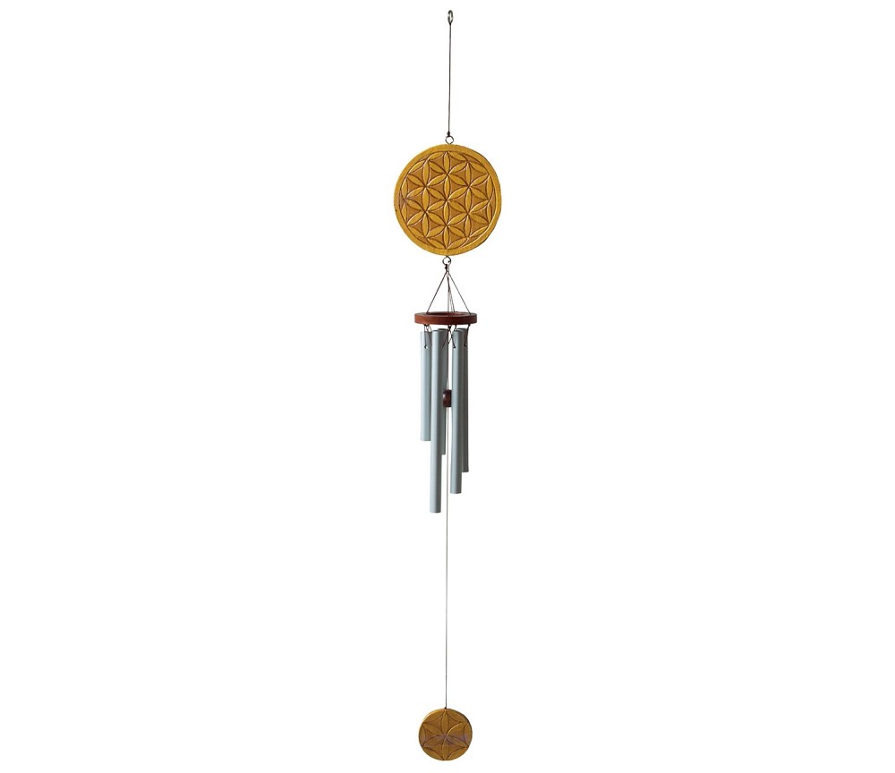 Klangspiel "Blume des Lebens" Holz braun/gold bemalt, 12x80cm