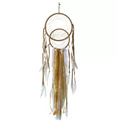 Traumfänger "Vesica" Leder 22cm mit Synthetic- und Brokatfäden, 22x85cm
