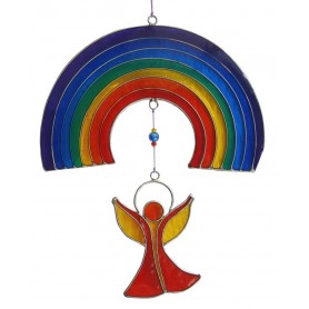 Suncatcher "Engel unter dem Regenbogen" Resin mehrfarbig 16x25cm