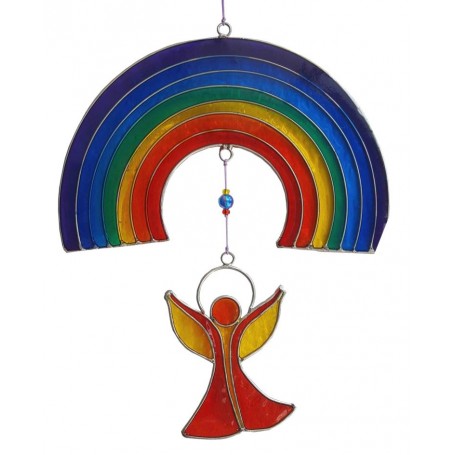 Suncatcher "Engel unter dem Regenbogen" Resin mehrfarbig 16x25cm