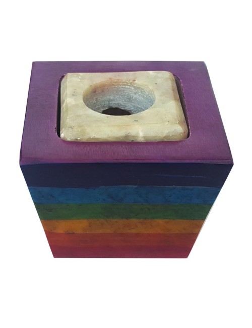 Räucherstäbchen-/ Kerzenhalter "Chakra Cube" Speckstein 4x5cm