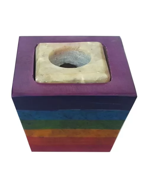 Räucherstäbchen-/ Kerzenhalter "Chakra Cube" Speckstein 4x5cm