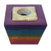 Räucherstäbchen-/ Kerzenhalter "Chakra Cube" Speckstein 4x5cm