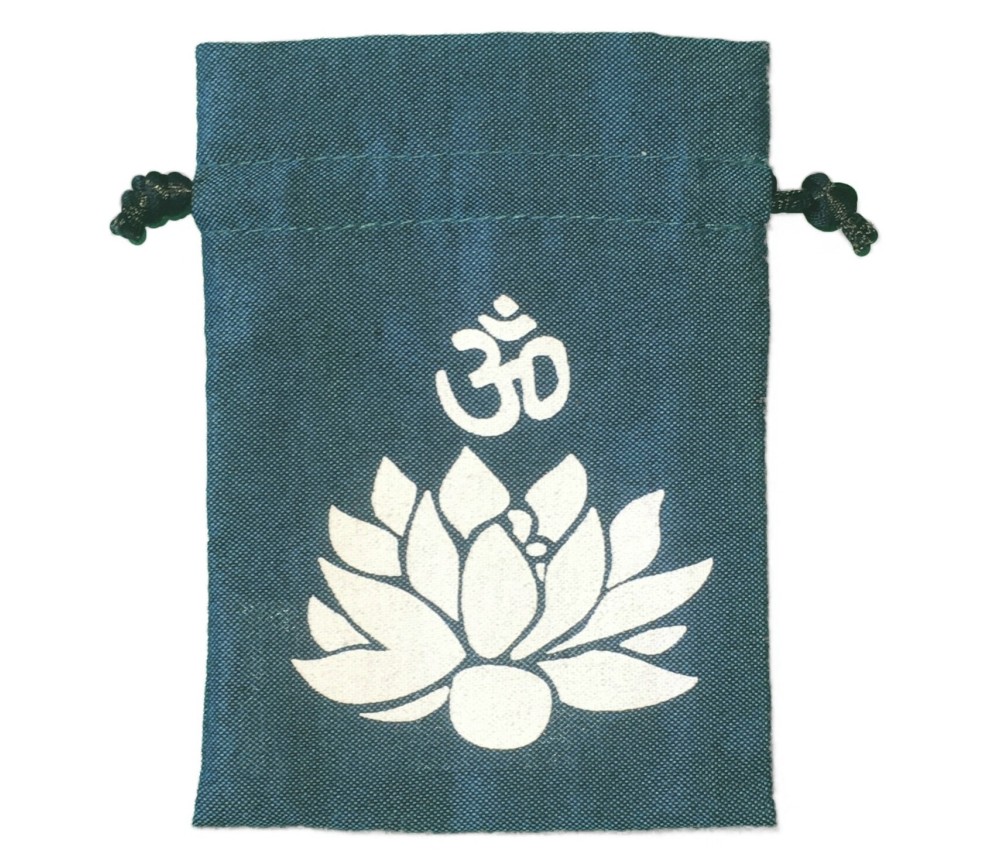 Baumwollsäckchen "Om Lotus" türkis 8x11cm