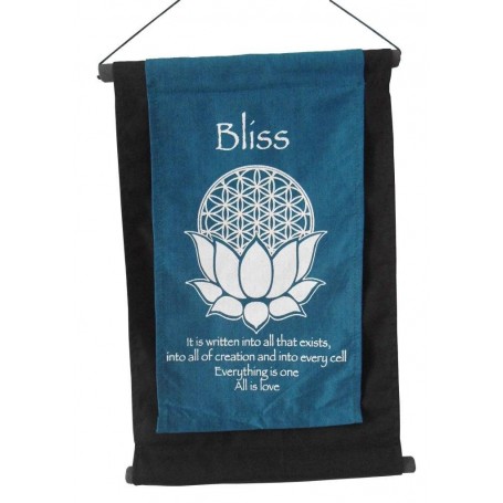 Wandbehang "Bliss/ BdL Lotus" Baumwolle türkis 27x40cm