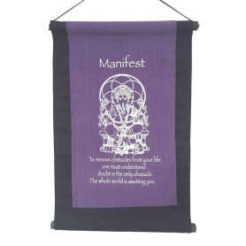 Wandbehang "Manifest/ Ganesha" Baumwolle purple 27x40cm