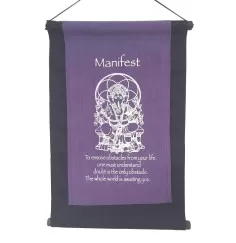 Wandbehang "Manifest/ Ganesha" Baumwolle purple 27x40cm