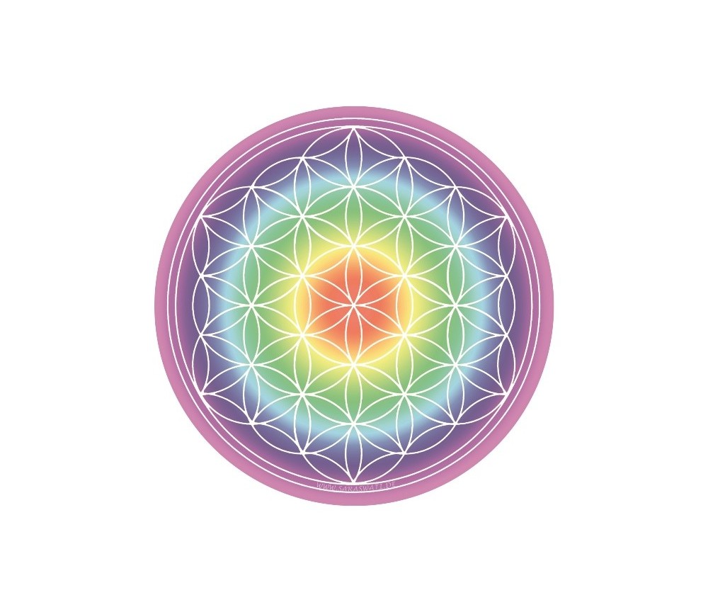 Getränke-Untersetzer Blume des Lebens, Pappe rund, Ø10,7cm, 1,4mm dick, SET6