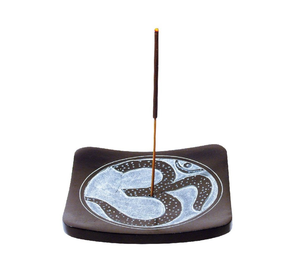 Räucherstäbchenhalter "OM" Black Stone graviert 10x10cm