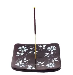 Räucherstäbchenhalter "Blume" Black Stone graviert 10x1