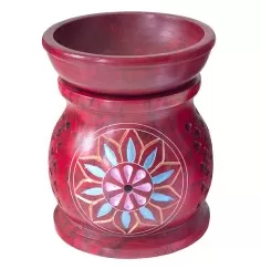 Aromalampe "Blume" Speckstein rot 6x9cm