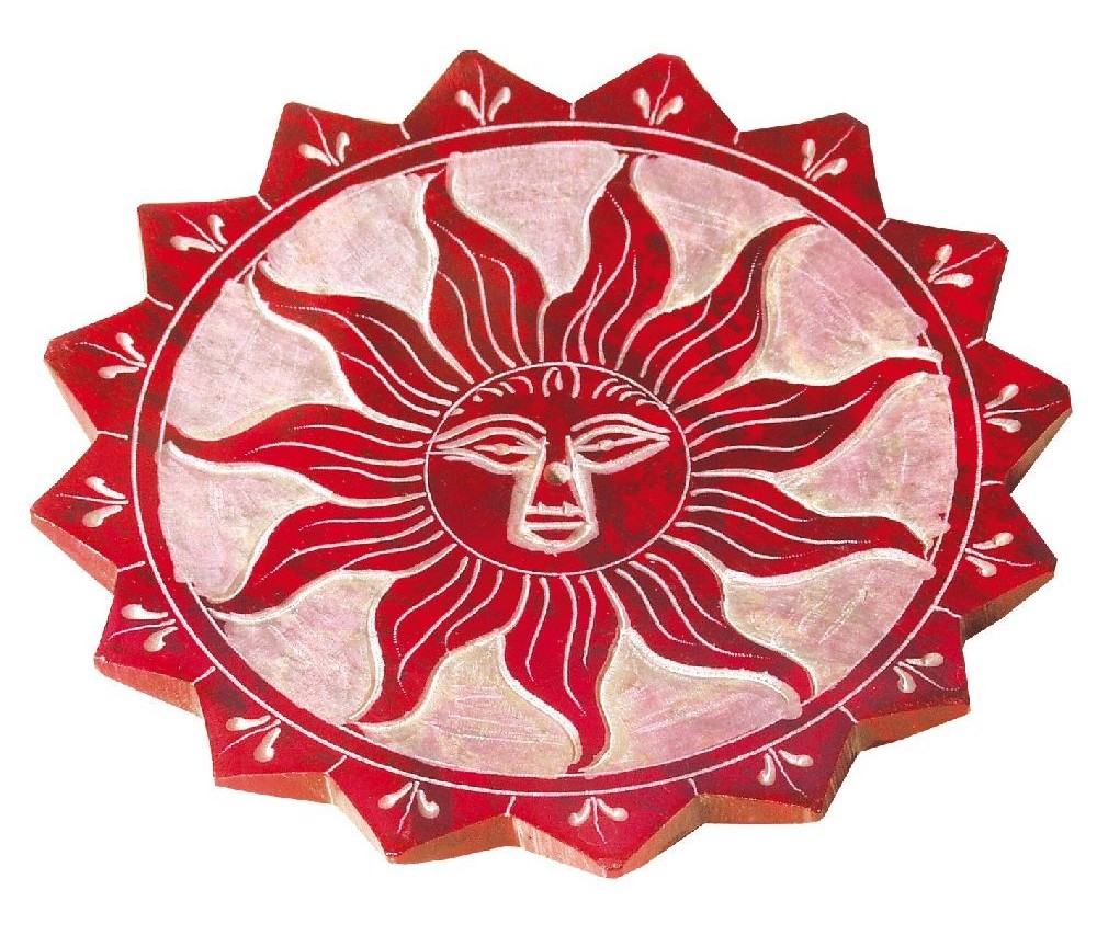 Räucherstäbchenhalter "Sonne" Speckstein rot 10cm