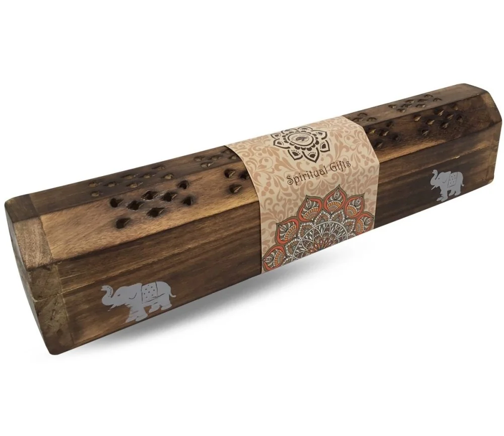 Räucherstäbchenhalter India Truhe "Elefant" Holz 30x6cm