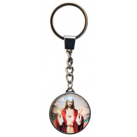 Schlüsselanhänger "Jesus" Glas bunt 3cm
