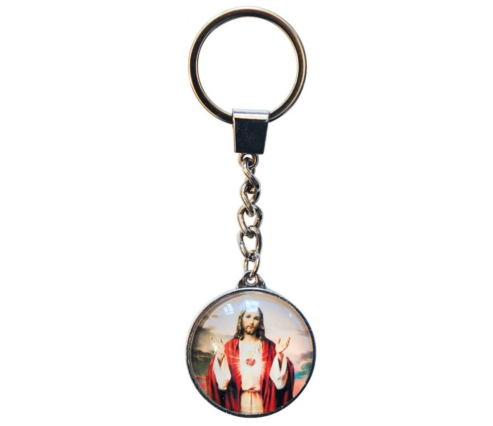 SchlüsselAnhänger - Jesus- Glas bunt 3cm