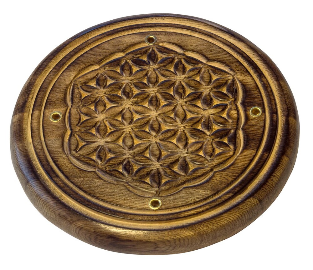 Räucherstäbchenhalter "Blume des Lebens" Holz rund 10cm