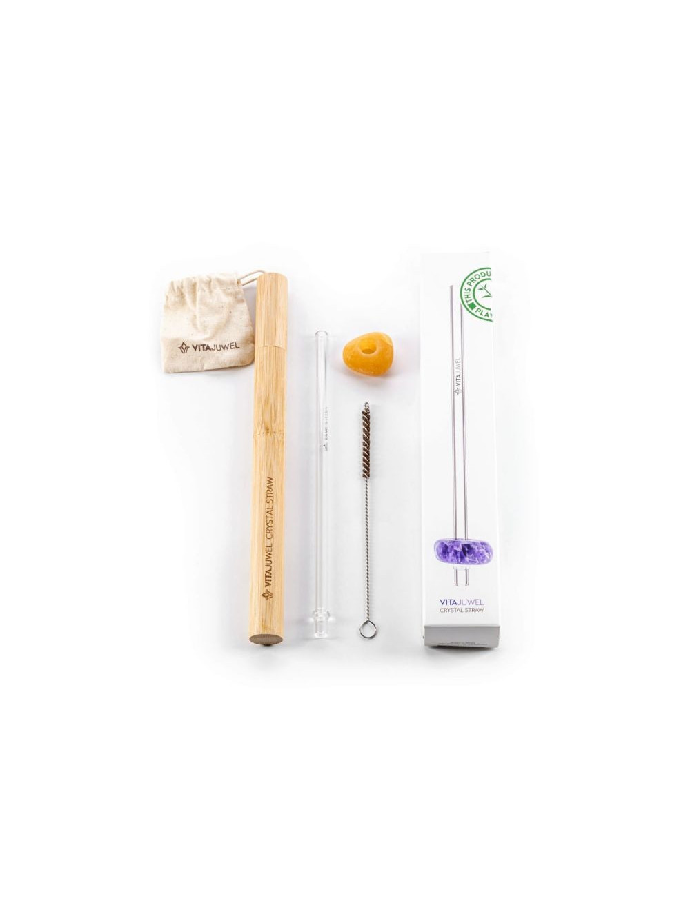 VitaJuwel - Trinkhalm Crystal Straw - Orangencalcit