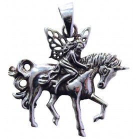 Anhänger "Einhorn mit Elfe" Silber 925 6