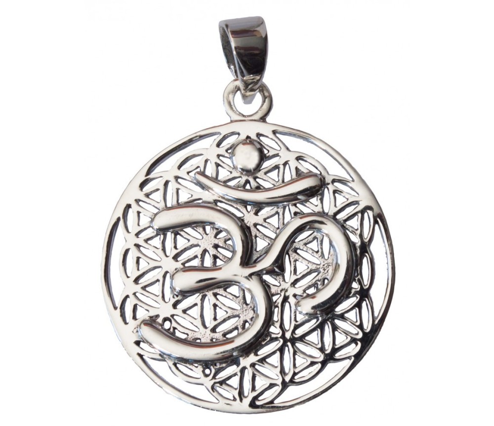 Anhänger -  Blume des Lebens mit Om- 925 Silber 8,5g