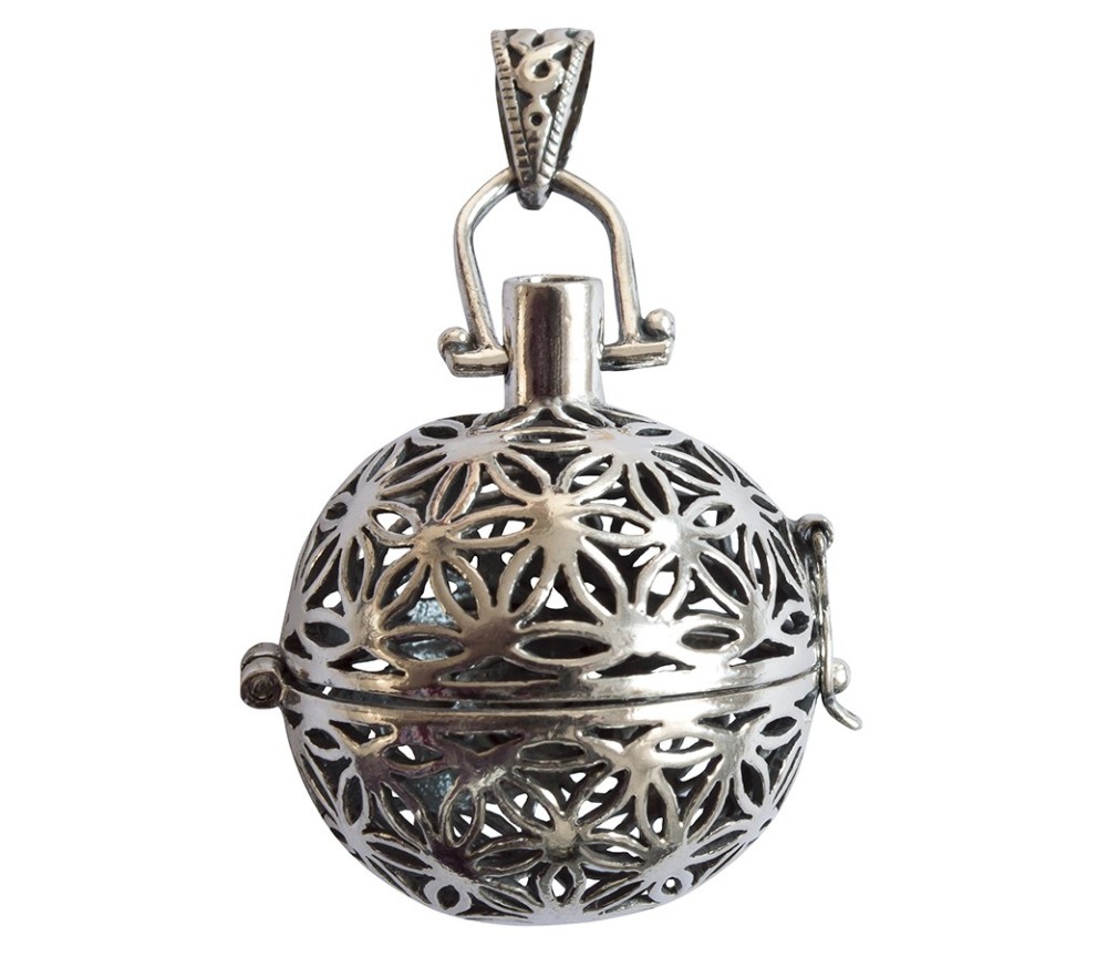 Anhänger Kugel-Blume des Lebens-zum befüllen,mit VerschlussØ3cm 925 Silber 11,3g