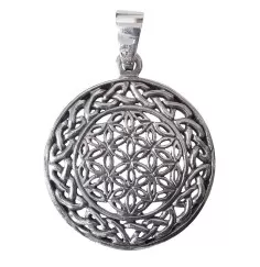 Anhänger - Blume des Lebens- mit Endlosknoten 925 Silber 5,3g 2,5cm