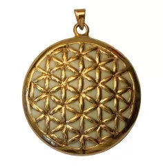 Anhänger - Blume des Lebens- Bronze, innen cremefarbend emailliert, 4,5cm