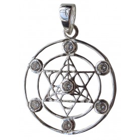 Anhänger "Merkabah mit 7 Zirkonia" Silber 925 3cm