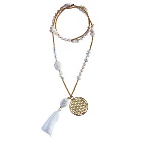 Halskette "Blume des Lebens" Howlith-