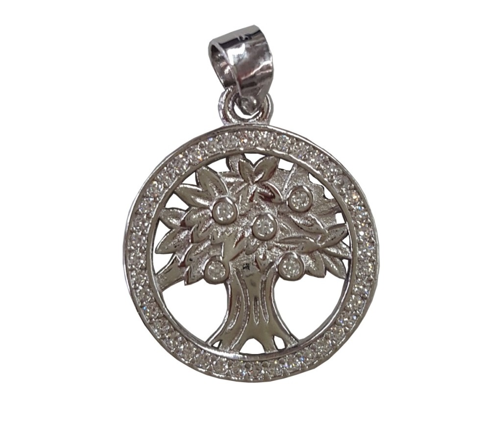 Anhänger "Lebensbaum" mit Zirkonia Silber 925 2,2g 1,8cm