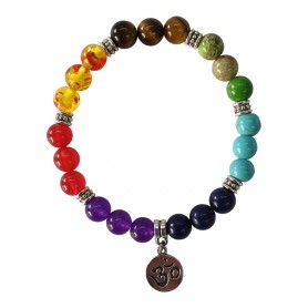 Armband "Om" Chakra Edelsteine mit Metall Anhänger