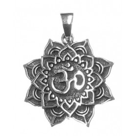 Anhänger "Om im Lotus" 3cm Silber 925 7