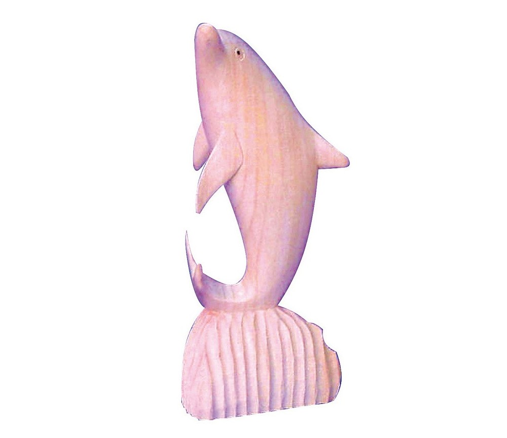 Standdelphin Holz natur 15cm