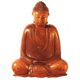 Gautama Buddha im Lotossitz Holz braun 25cm