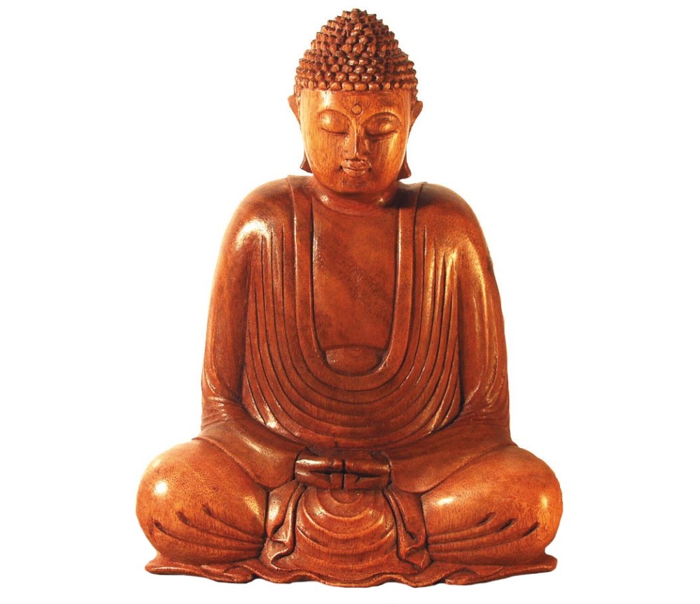 Gautama Buddha im Lotossitz Holz braun 25cm